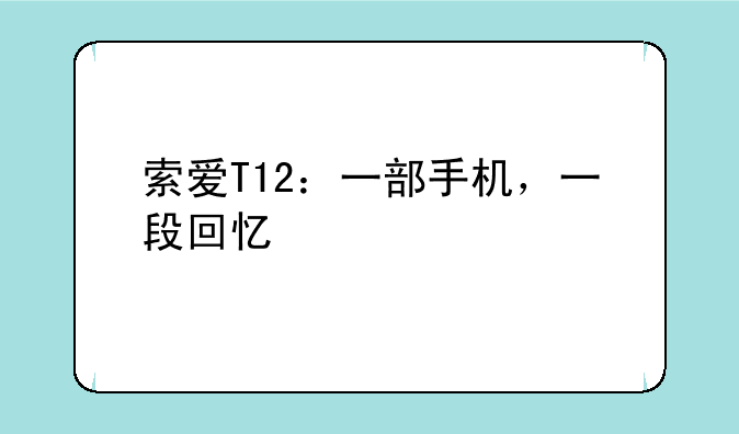 索爱T12：一部手机，一段回忆