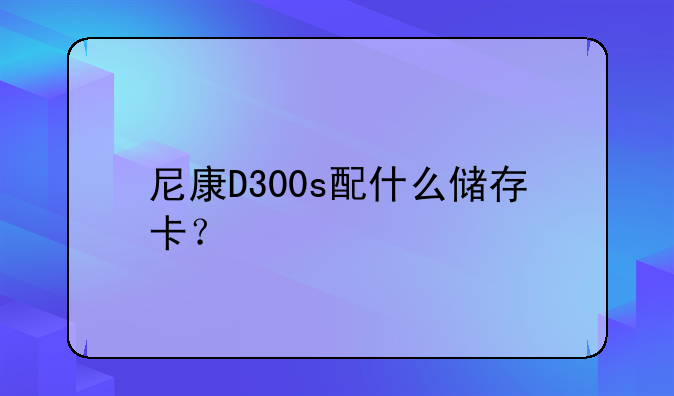 尼康D300s配什么储存卡？