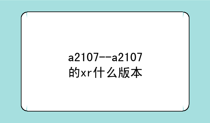 a2107--a2107的xr什么版本