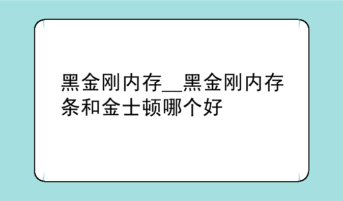 黑金刚内存__黑金刚内存条和金士顿哪个好