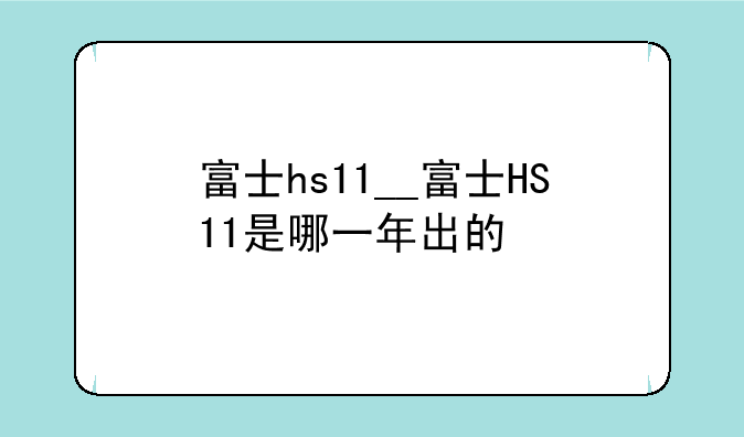 富士hs11__富士HS11是哪一年出的